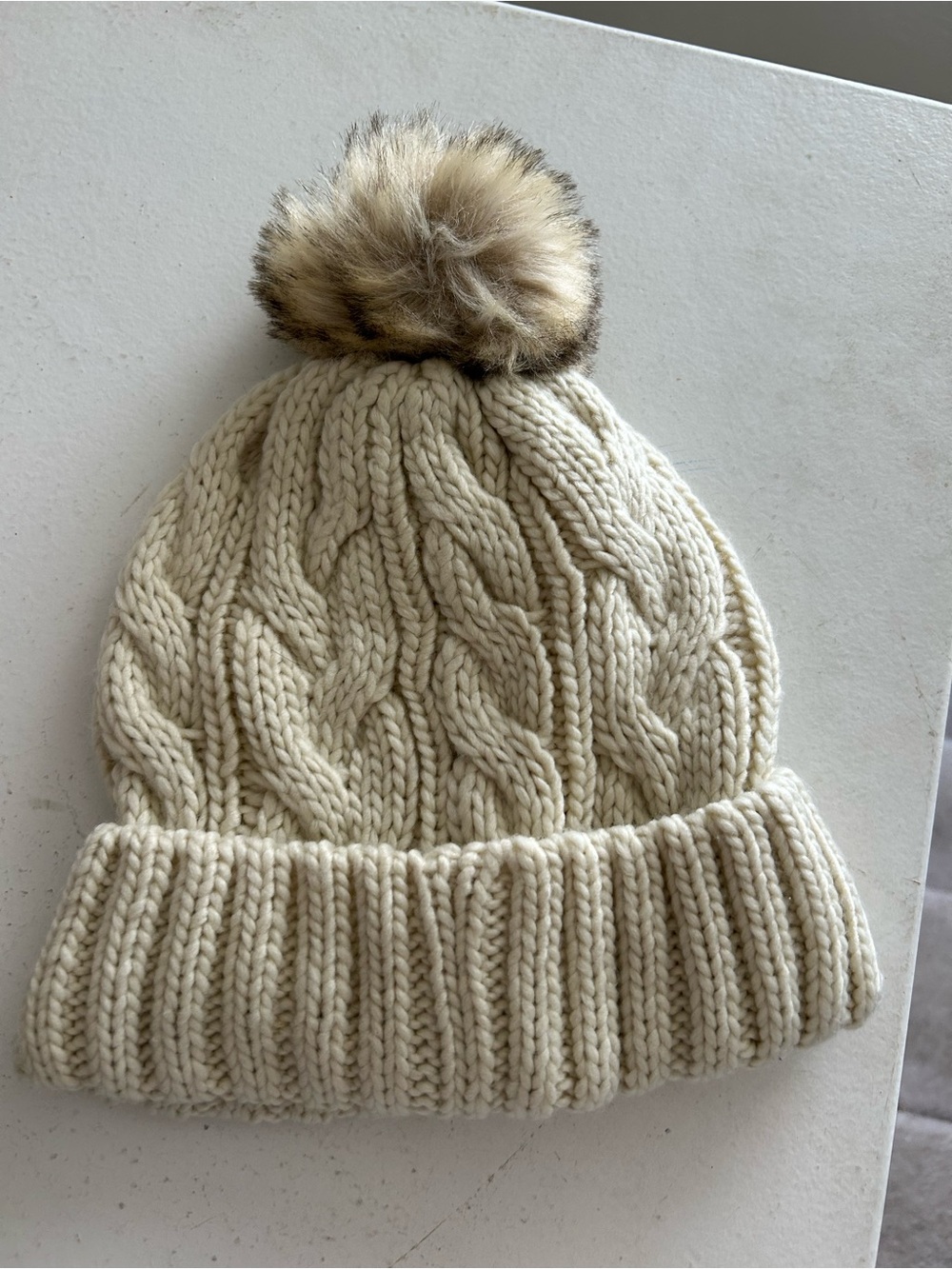 Barnes & Noble Cream Knit Beanie with Plush Lining